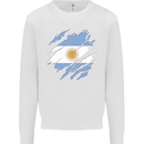 Torn Argentina Flag Argentinian Day Football Kids Sweatshirt Jumper White