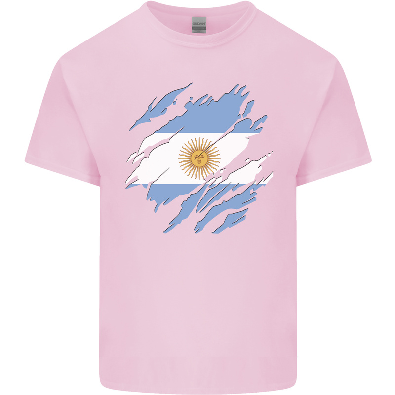 Torn Argentina Flag Argentinian Day Football Kids T-Shirt Childrens Light Pink