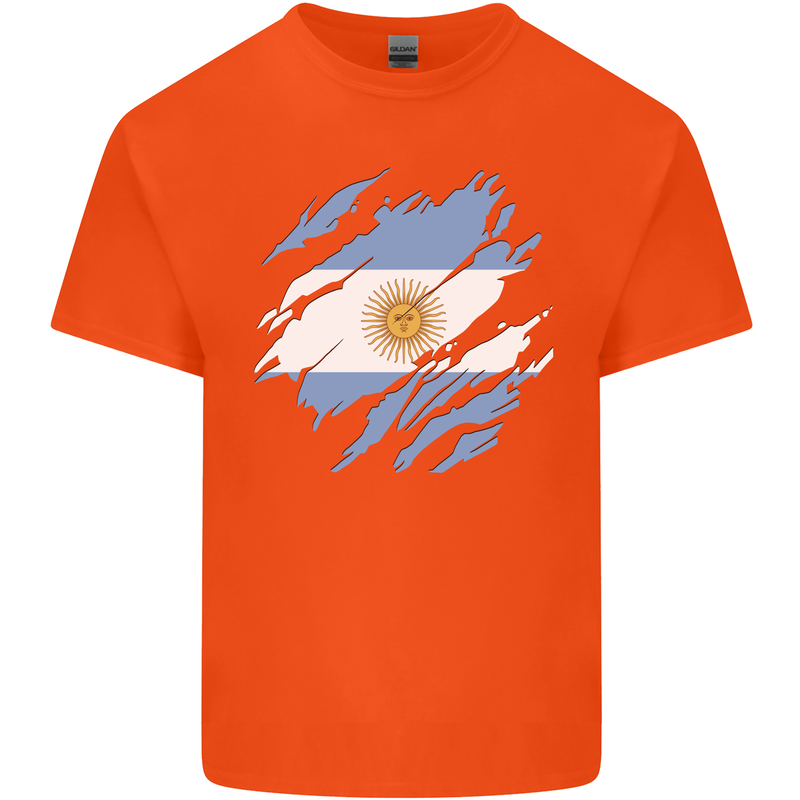 Torn Argentina Flag Argentinian Day Football Kids T-Shirt Childrens Orange