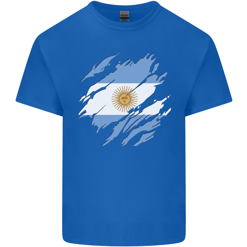 Torn Argentina Flag Argentinian Day Football Kids T-Shirt Childrens Royal Blue