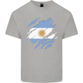 Torn Argentina Flag Argentinian Day Football Kids T-Shirt Childrens Sports Grey