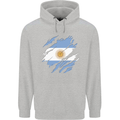 Torn Argentina Flag Argentinian Day Football Mens 80% Cotton Hoodie Sports Grey