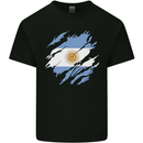 Torn Argentina Flag Argentinian Day Football Mens Cotton T-Shirt Tee Top Black