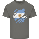 Torn Argentina Flag Argentinian Day Football Mens Cotton T-Shirt Tee Top Charcoal