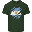 Torn Argentina Flag Argentinian Day Football Mens Cotton T-Shirt Tee Top Forest Green