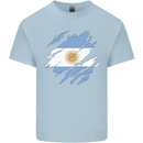 Torn Argentina Flag Argentinian Day Football Mens Cotton T-Shirt Tee Top Light Blue