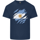Torn Argentina Flag Argentinian Day Football Mens Cotton T-Shirt Tee Top Navy Blue