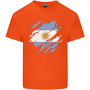 Torn Argentina Flag Argentinian Day Football Mens Cotton T-Shirt Tee Top Orange