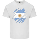 Torn Argentina Flag Argentinian Day Football Mens Cotton T-Shirt Tee Top White