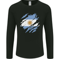 Torn Argentina Flag Argentinian Day Football Mens Long Sleeve T-Shirt Black
