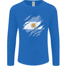 Torn Argentina Flag Argentinian Day Football Mens Long Sleeve T-Shirt Royal Blue