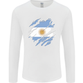 Torn Argentina Flag Argentinian Day Football Mens Long Sleeve T-Shirt White