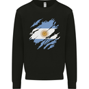 Torn Argentina Flag Argentinian Day Football Mens Sweatshirt Jumper Black