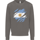 Torn Argentina Flag Argentinian Day Football Mens Sweatshirt Jumper Charcoal