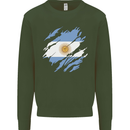 Torn Argentina Flag Argentinian Day Football Mens Sweatshirt Jumper Forest Green