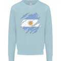 Torn Argentina Flag Argentinian Day Football Mens Sweatshirt Jumper Light Blue