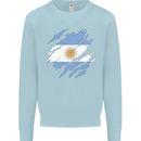 Torn Argentina Flag Argentinian Day Football Mens Sweatshirt Jumper Light Blue