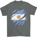 Torn Argentina Flag Argentinian Day Football Mens T-Shirt 100% Cotton Charcoal