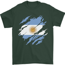 Torn Argentina Flag Argentinian Day Football Mens T-Shirt 100% Cotton Forest Green