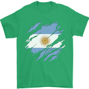 Torn Argentina Flag Argentinian Day Football Mens T-Shirt 100% Cotton Irish Green