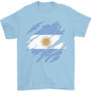 Torn Argentina Flag Argentinian Day Football Mens T-Shirt 100% Cotton Light Blue