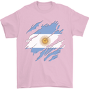 Torn Argentina Flag Argentinian Day Football Mens T-Shirt 100% Cotton Light Pink