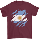 Torn Argentina Flag Argentinian Day Football Mens T-Shirt 100% Cotton Maroon