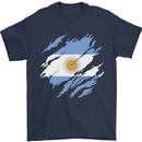 Torn Argentina Flag Argentinian Day Football Mens T-Shirt 100% Cotton Navy Blue