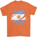 Torn Argentina Flag Argentinian Day Football Mens T-Shirt 100% Cotton Orange