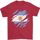 Torn Argentina Flag Argentinian Day Football Mens T-Shirt 100% Cotton Red