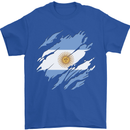 Torn Argentina Flag Argentinian Day Football Mens T-Shirt 100% Cotton Royal Blue