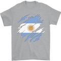 Torn Argentina Flag Argentinian Day Football Mens T-Shirt 100% Cotton Sports Grey