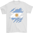 Torn Argentina Flag Argentinian Day Football Mens T-Shirt 100% Cotton White