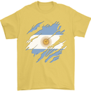 Torn Argentina Flag Argentinian Day Football Mens T-Shirt 100% Cotton Yellow
