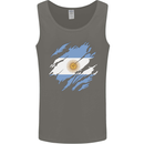 Torn Argentina Flag Argentinian Day Football Mens Vest Tank Top Charcoal