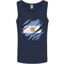 Torn Argentina Flag Argentinian Day Football Mens Vest Tank Top Navy Blue