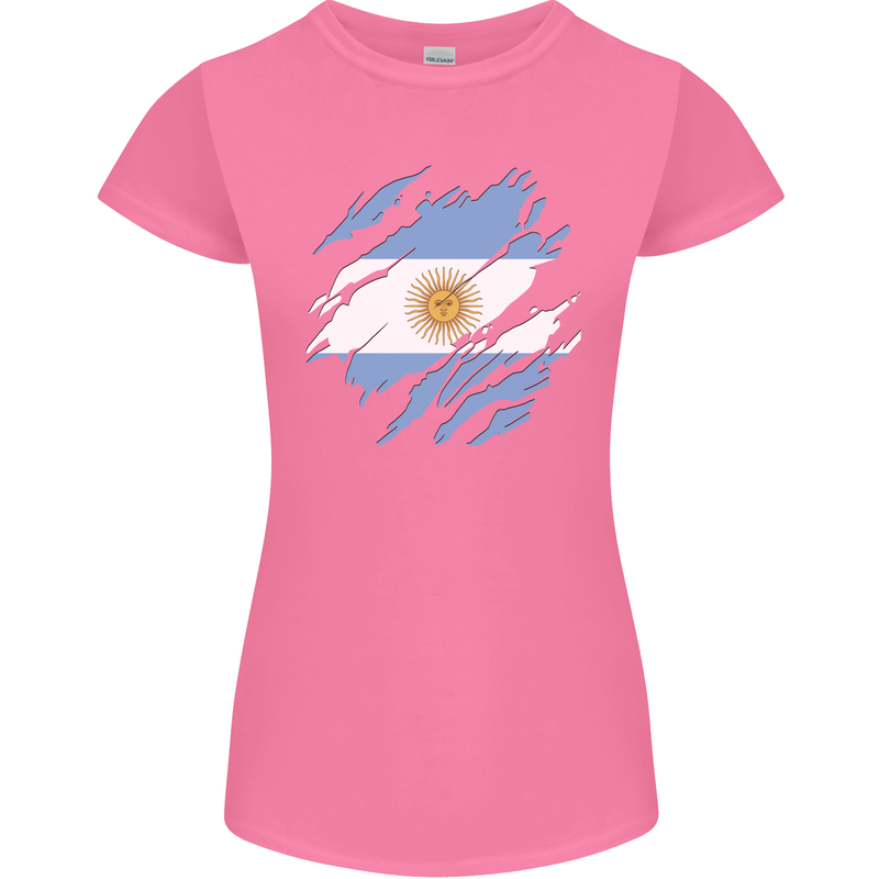 Torn Argentina Flag Argentinian Day Football Womens Petite Cut T-Shirt Azalea
