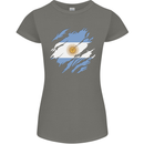 Torn Argentina Flag Argentinian Day Football Womens Petite Cut T-Shirt Charcoal