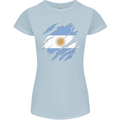 Torn Argentina Flag Argentinian Day Football Womens Petite Cut T-Shirt Light Blue