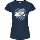 Torn Argentina Flag Argentinian Day Football Womens Petite Cut T-Shirt Navy Blue