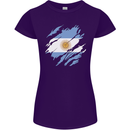 Torn Argentina Flag Argentinian Day Football Womens Petite Cut T-Shirt Purple