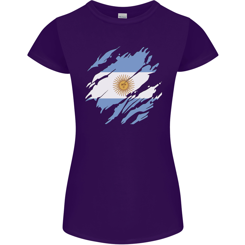 Torn Argentina Flag Argentinian Day Football Womens Petite Cut T-Shirt Purple
