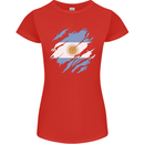 Torn Argentina Flag Argentinian Day Football Womens Petite Cut T-Shirt Red