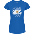 Torn Argentina Flag Argentinian Day Football Womens Petite Cut T-Shirt Royal Blue