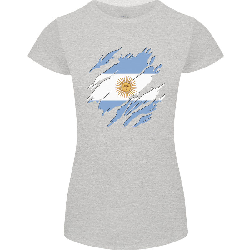 Torn Argentina Flag Argentinian Day Football Womens Petite Cut T-Shirt Sports Grey