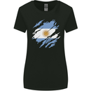 Torn Argentina Flag Argentinian Day Football Womens Wider Cut T-Shirt Black