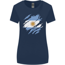 Torn Argentina Flag Argentinian Day Football Womens Wider Cut T-Shirt Navy Blue
