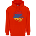 Torn Armenia Flag Armenian Day Football Childrens Kids Hoodie Bright Red