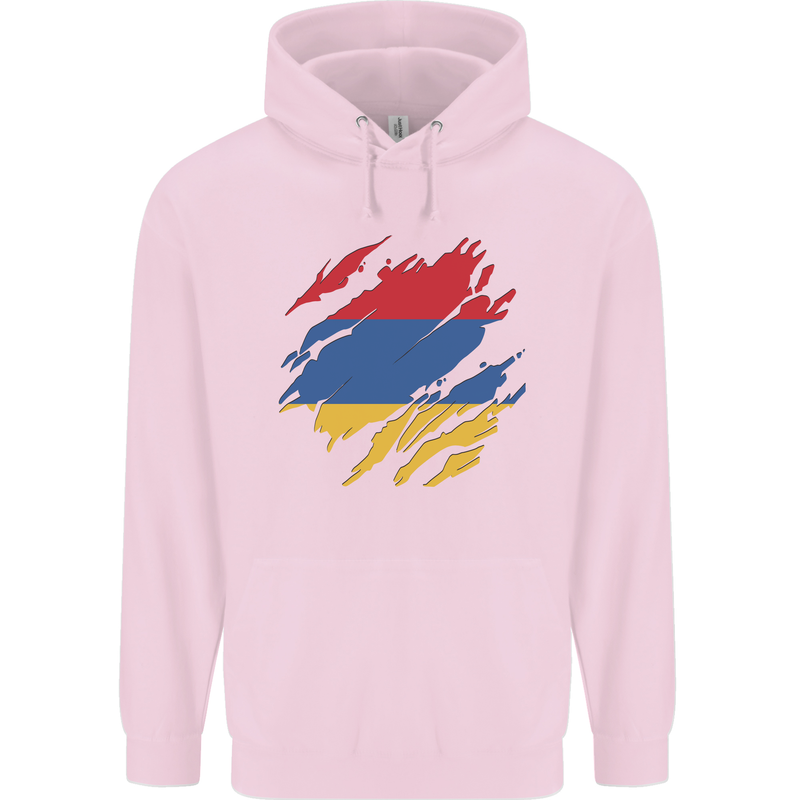Torn Armenia Flag Armenian Day Football Childrens Kids Hoodie Light Pink