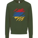 Torn Armenia Flag Armenian Day Football Kids Sweatshirt Jumper Forest Green